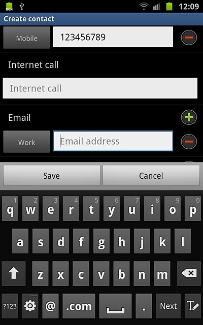 Press Email address and key in the required email address.