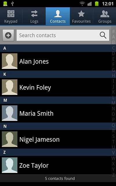 Press the new contact icon.