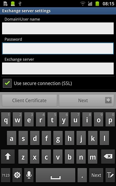 Press Use secure connection (SSL) to turn SSL encryption on or off.