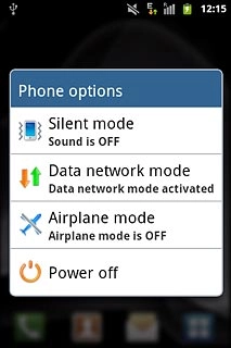 Press Airplane mode.Depending on the current setting, flight mode is turned on or off.