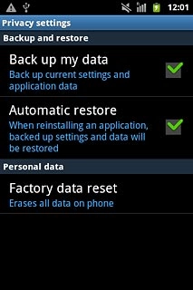 Press Factory data reset.