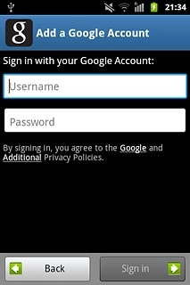 Press Username and key in the username for your Google account.