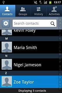 Press the required contact.The contact details are displayed.