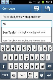 An email message containing the picture or video clip is created.Key in the first letters of the required contact.Matching contacts are displayed.Press the required contact.