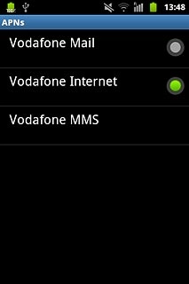 Press the field next to Vodafone Internet to fill in the field.