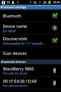 When the box next to the menu item is ticked (V), Bluetooth visibility is turned on.