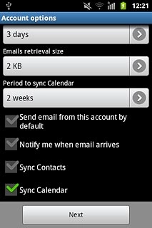 When the box next to the menu item is ticked (V), synchronisation for the required data type is turned on.