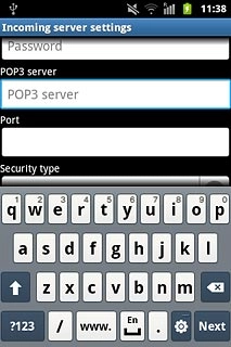 Press the field below POP3 server and key in the name of your email provider's incoming mail server.