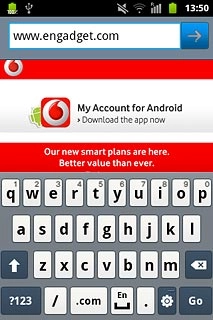 Key in the address of the required web page and press arrow right.