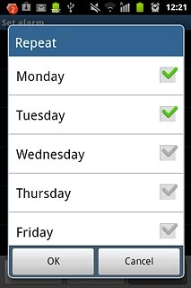 When the box next to a day is ticked (V), the day is selected.