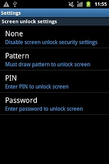 Key in the phone lock code.Press Pattern, PIN or Password.Follow the instructions on the display to change the phone lock code.