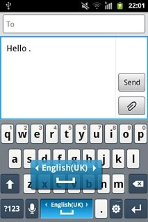 Move your finger over Space to select writing language.