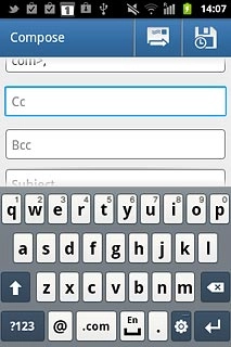 Press Cc or Bcc.Key in the first letters of the required contact.Matching contacts are displayed.