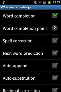 When the box next to the menu item is ticked (V), word suggestion is turned on.