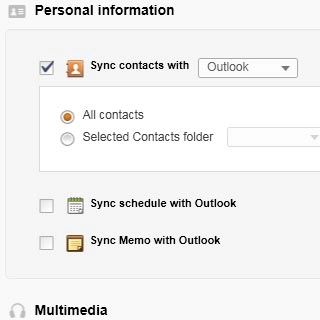 When the box next to a data type is ticked (V), it will be synchronised.If required, follow the instructions on the screen to select more settings for the data type.