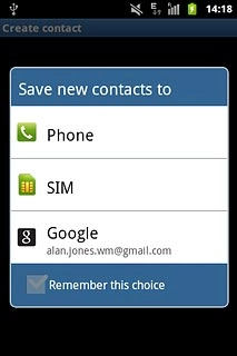 Press Phone, SIM or the required email account.