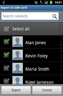 When the box next to a contact is ticked (V), the contact will be exported.