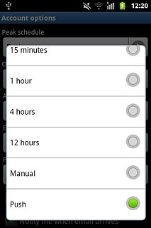 Press Push, Manual or the required frequency.Please note:Each time your phone connects to the server to synchronise, data charges will apply.