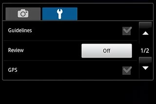 Press the field next to GPS to turn geotagging on or off.
