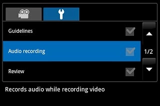 Press the field next to Audio recording to turn audio recording on or off.