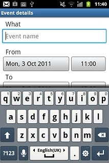 Press Event name and key in a subject for the appointment.Follow the instructions on the display to key in more information, such as location, duration and reminder.