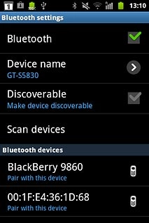 Press Discoverable to turn Bluetooth visibility on or off.