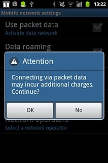 If you activate data connections:Press OK to confirm.