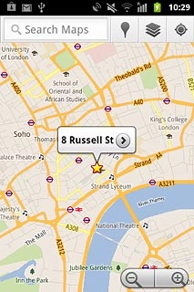 the selected destination is displayed as a point on the map.