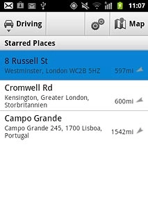 Your favourite locations are displayed.Press the required destination.