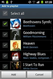 When the box next to an audio file is ticked (V), it's selected.