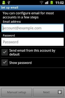 Press account@example.com and key in your email address (such as name@provider.com).