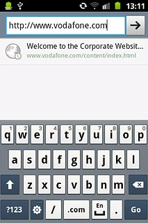 Key in the address of the required web page and press Go.