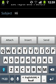 Press the text input field.Write the text for your email message.