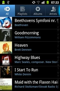 Go to the required audio file or playlist.Press the required audio file or the required playlist.