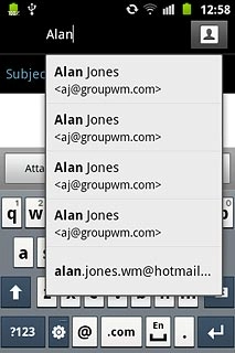 Key in the first letters of the required contact.Matching contacts are displayed.Press the required contact.
