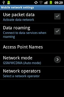 Press Use packet data to activate or deactivate the function.