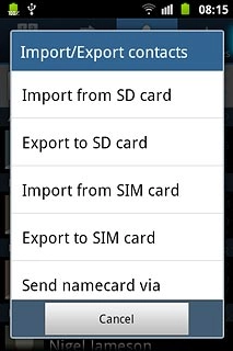Press Export to SIM card.