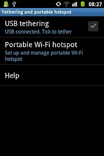 Press USB tethering to turn on the function.
