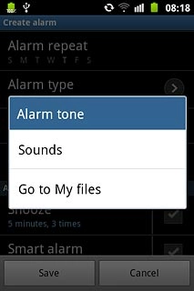 To select an alarm tone:Press Sounds.