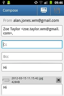 Press Cc or Bcc.Key in the first letters of the required contact.Matching contacts are displayed.