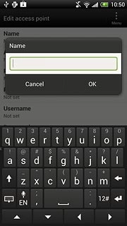 Key in Vodafone Internet and press OK.