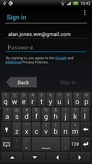Press Password and key in the password for your Google account.