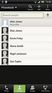 Press the required contact.The contact details are displayed.