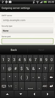 Press the field below Server port and key in 25