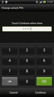 Key in the required phone lock code and press Continue.