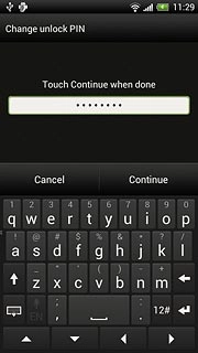 Key in the required phone lock code and press Continue.