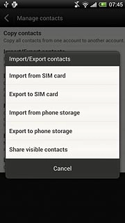Press Import from SIM card.