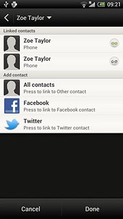 Press the required contact.Repeat this step to merge more contacts.