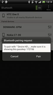Check that the same access code is displayed on both devices and press Pair.The new device is displayed on the list of paired devices.