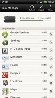 To end all applications:Press Stop all.